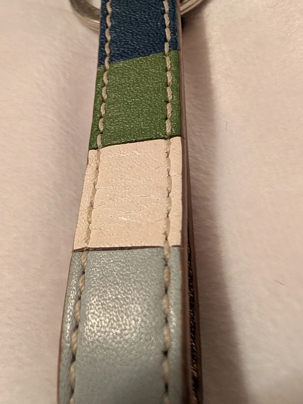 Coach Leather Legacy Multi Color Striped Keychain Fob GUC